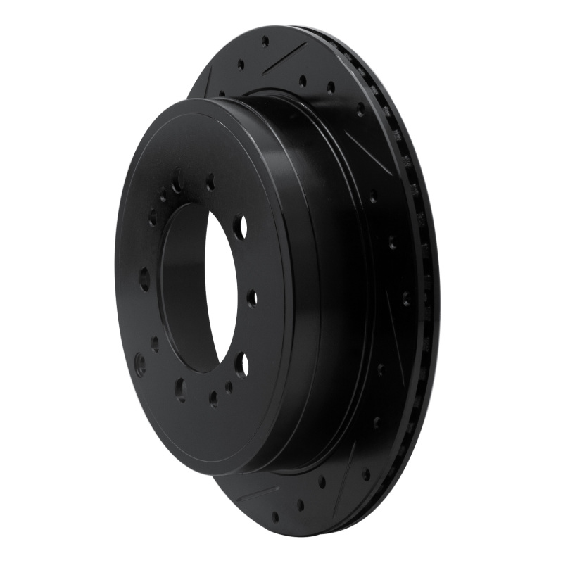 Lexus LX570 Brake Rotor (1) - Rear Left - R1 Concepts - Drilled & Slotted - Black - `07-`22